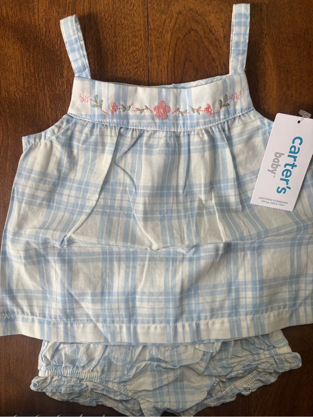 NWT Carter’s Blue Plaid Set - 6M